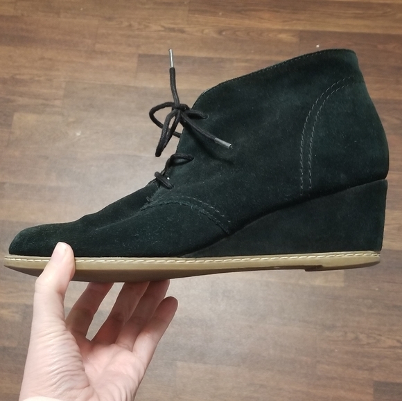 Women's Leather Wedge Booties - Picture 2 of 7